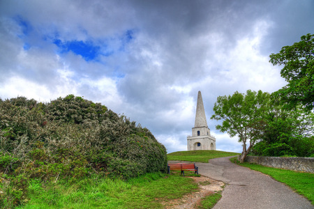 The view of the Killiney Hill Obelisk in Dublin, Ireland.の写真素材