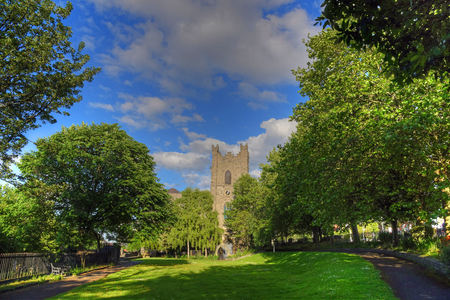 Dublin City Wall, St. Audoens Church in Dublin, Ireland.の写真素材