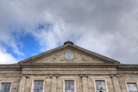 Dublin, Ireland - May 29, 2017: The courtyard of Trinity College and the Campanile of Trinity College in Dublin, Ireland on May 29, 2017.のeditorial素材