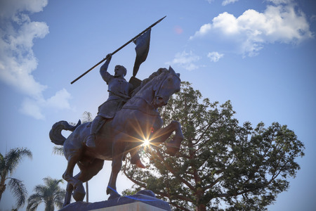 San Diego, California, USA - February 5, 2018: "El Cid Campeador," bronze statue created in 1927 by sculptor Anna Hyatt Huntington and architect William Templeton Johnson, and located in Balboa Park, San Diego, California.のeditorial素材