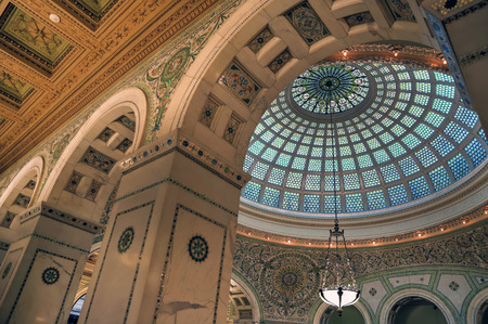 Chicago, Illinois, USA - June 22, 2018 - View of the interior and of the dome at the Chicago...