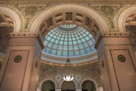 Chicago, Illinois, USA - June 22, 2018 - View of the interior and of the dome at the Chicago Cultural Center.のeditorial素材
