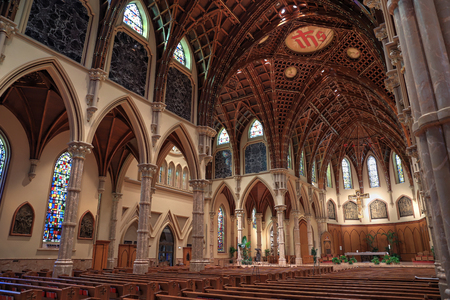 Chicago, Illinois, USA - June 22nd, 2018. The Holy Name Cathedral in Chicago, Illinois. It is the seat of the Archdiocese of Chicago, one of the largest Roman Catholic dioceses in the United States.のeditorial素材