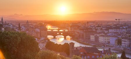 The sunset over Florence, capital of Italyâs Tuscany region.の写真素材