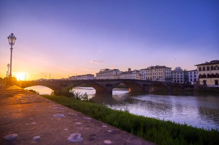 Florence, along the Arno River, in the Tuscany region of Italy.