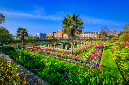 London, United Kingdom - April 17, 2019 : Kensington Palace gardens on a spring morning located in Central London, UK.のeditorial素材
