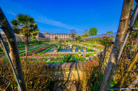 London, United Kingdom - April 17, 2019 : Kensington Palace gardens on a spring morning located in Central London, UK.のeditorial素材