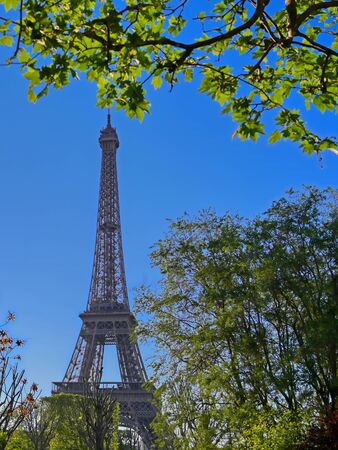 A view of the Eiffel Tower in Paris, France.の写真素材