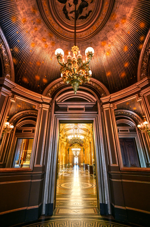 Paris, France - April 23, 2019 - The interior of the Palais Garnier located in Paris, France.のeditorial素材