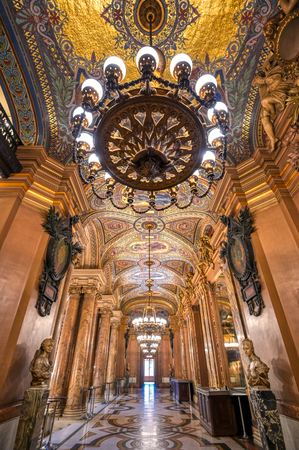 Paris, France - April 23, 2019 - The interior of the Palais Garnier located in Paris, France.のeditorial素材