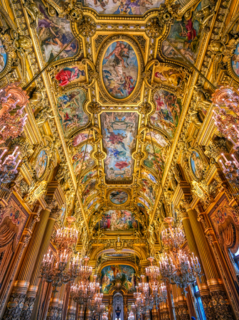 Paris, France - April 23, 2019 - The grand foyer of the Palais Garnier located in Paris, France.のeditorial素材