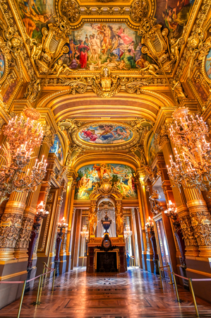 Paris, France - April 23, 2019 - The grand foyer of the Palais Garnier located in Paris, France.のeditorial素材