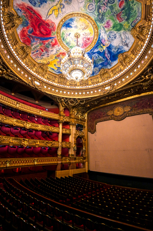 Paris, France - April 23, 2019 - The auditorium of the Palais Garnier located in Paris, France.のeditorial素材