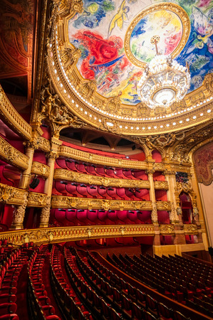 Paris, France - April 23, 2019 - The auditorium of the Palais Garnier located in Paris, France.のeditorial素材