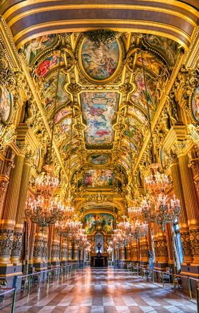 Paris, France - April 23, 2019 - The grand foyer of the Palais Garnier located in Paris, France.のeditorial素材