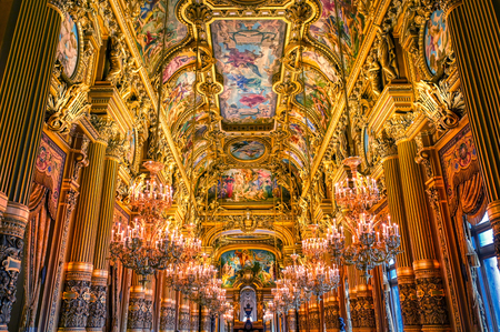 Paris, France - April 23, 2019 - The grand foyer of the Palais Garnier located in Paris, France.のeditorial素材