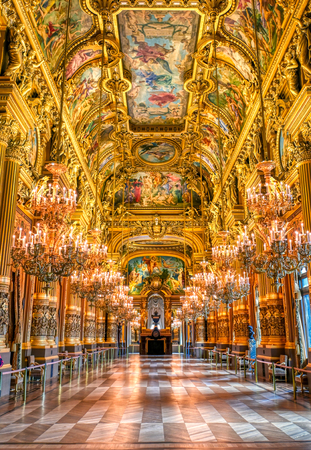 Paris, France - April 23, 2019 - The grand foyer of the Palais Garnier located in Paris, France.のeditorial素材