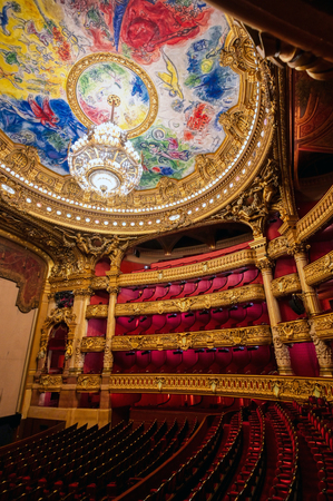 Paris, France - April 23, 2019 - The auditorium of the Palais Garnier located in Paris, France.のeditorial素材