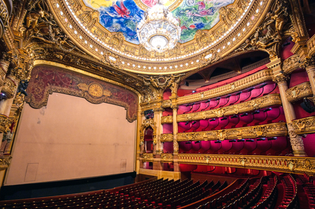 Paris, France - April 23, 2019 - The auditorium of the Palais Garnier located in Paris, France.のeditorial素材