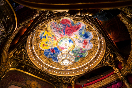 Paris, France - April 23, 2019 - The auditorium of the Palais Garnier located in Paris, France.のeditorial素材