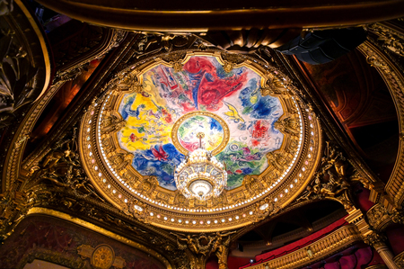 Paris, France - April 23, 2019 - The auditorium of the Palais Garnier located in Paris, France.のeditorial素材