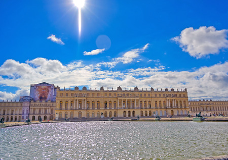 Versailles, France - April 24, 2019: The statues and fountains in and around the garden of Versailles Palace on a sunny day outside of Paris, France.のeditorial素材