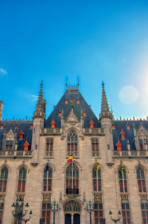 The Provinciaal Hof (Province Court) is a Neogothical building on the market place in Bruges, Belgium.のeditorial素材
