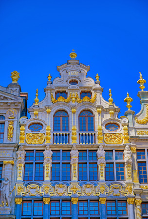 Buildings and architecture in the Grand Place, or Grote Markt, the central square of Brussels, Belgium.のeditorial素材