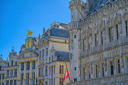Buildings and architecture in the Grand Place, or Grote Markt, the central square of Brussels, Belgium.のeditorial素材