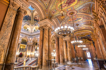Paris, France - April 23, 2019 - The interior of the Palais Garnier located in Paris, France.のeditorial素材