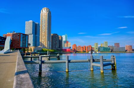 The canals and waterways in the city of Rotterdam, the Netherlands.の写真素材