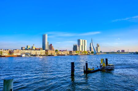 The canals and waterways in the city of Rotterdam, the Netherlands.の写真素材