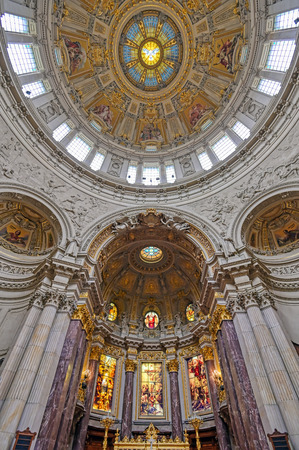 Berlin, Germany - May 4, 2019 - The interior of Berlin Cathedral located on Museum Island in the Mitte borough of Berlin, Germany.のeditorial素材