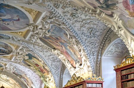 Prague, Czech Republic - May 9, 2019 - The library at the Strahov Monastery located in Strahov, Prague, Czech Republic.のeditorial素材
