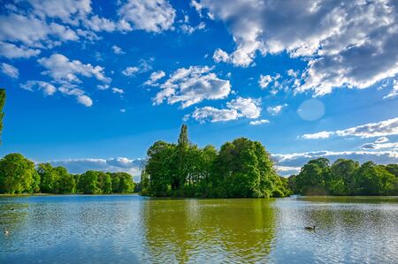 The Englischer Garten in Munich, Bavaria, Germany on a sunny day.の写真素材