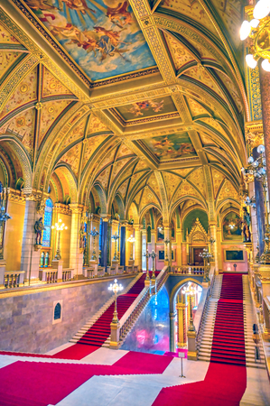 Budapest, Hungary - May 26, 2019 - The interior of the Hungarian Parliament Building in Budapest, Hungary.のeditorial素材