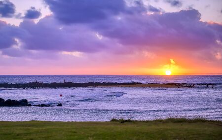 Sunset over the coast of Kauai, Hawaii.の写真素材