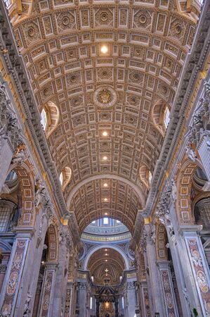 Vatican City - May 31, 2019 - The interior of St. Peter's Basilica in St. Peter's Square in Vatican...