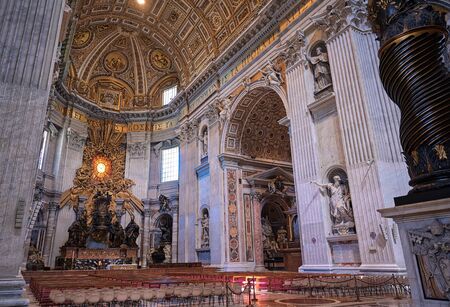 Vatican City - May 31, 2019 - The interior of St. Peter's Basilica in St. Peter's Square in Vatican City.のeditorial素材