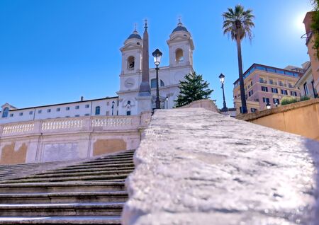 The Spanish Steps and the Trinita dei Monti in Rome, Italy.の写真素材