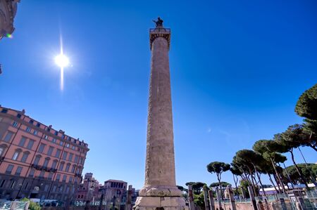 Trajan's Column and Trajan's Forum located in Rome; Italy.の写真素材