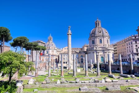 Trajan's Column and Trajan's Forum located in Rome; Italy.の写真素材