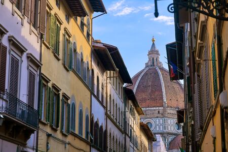 The Florence Cathedral from the streets of Florence, Italy.の写真素材