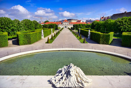 Vienna, Austria - May 17, 2019 : Baroque palace Belvedere is a historic building complex in Vienna, Austria, consisting of two Baroque palaces with a beautiful garden between them.のeditorial素材