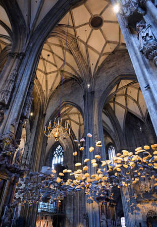 Vienna, Austria - May 17, 2019 : The interior of St. Stephen's Cathedral located in the center of...