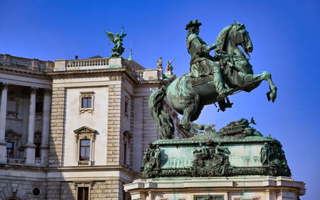 Vienna, Austria - May 18, 2019 - Statue of Prince Eugene of Savoy in front of Hofburg Palace in Vienna, Austria.のeditorial素材