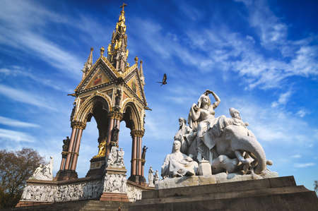 London, UK - April 17, 2019 - The Albert Memorial in Kensington Park on sunny spring day in London, UK.のeditorial素材