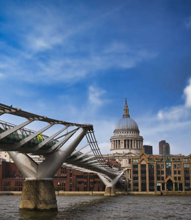A view across the River Thames to St. Paul's Cathedral and the skyline of London, UK.の写真素材
