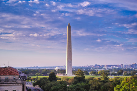 The Washington Monument on the National Mall in Washington, D.C.の写真素材