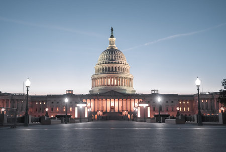 The United States Capitol, located on Capitol Hill at the eastern end of the National Mall in...